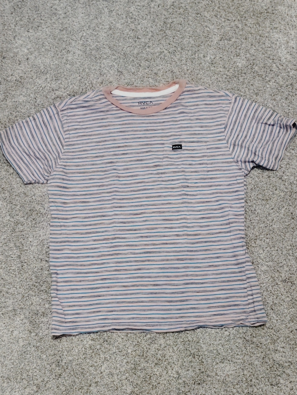 RVCA Striped Short-Sleeve Tee in Pink and Light Blue